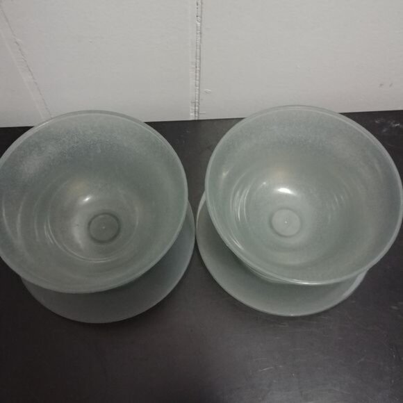 Vintage 70s Set of 2 Tupperware 754 Dessert Sundae Cups Gray Ice Cream Jello USA - Picture 2 of 6